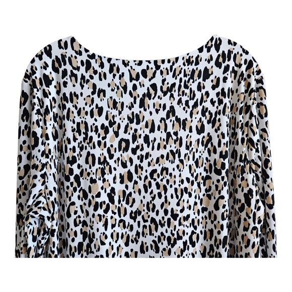 CHICO'S 3 Women's XL 16 Dress Leopard Southwest Midi 3/4 Sleeve Lined Flowy 46" - Picture 7 of 8